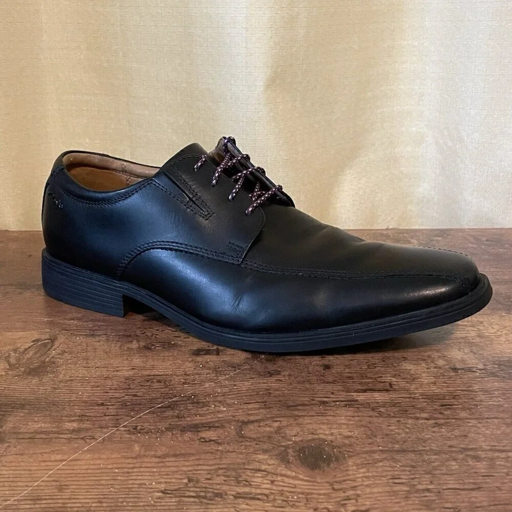 Clarks Mens Tilden Walk Oxford Dress Shoe Sz 11.5 M Black Leather Bicycle Toe